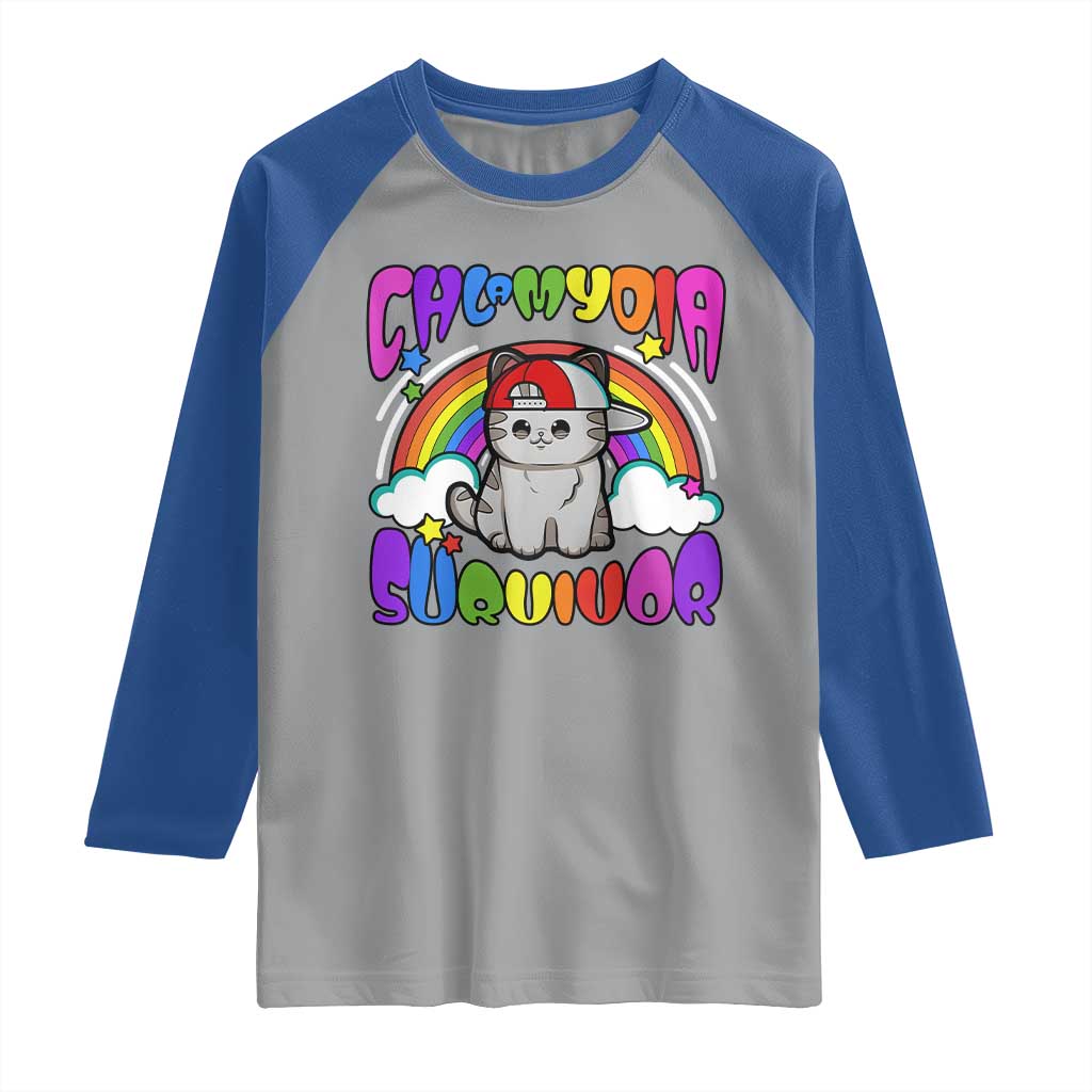 Chlamydia Survivor Cat Meme Raglan Shirt Funny Y2K Inappropriate Humor