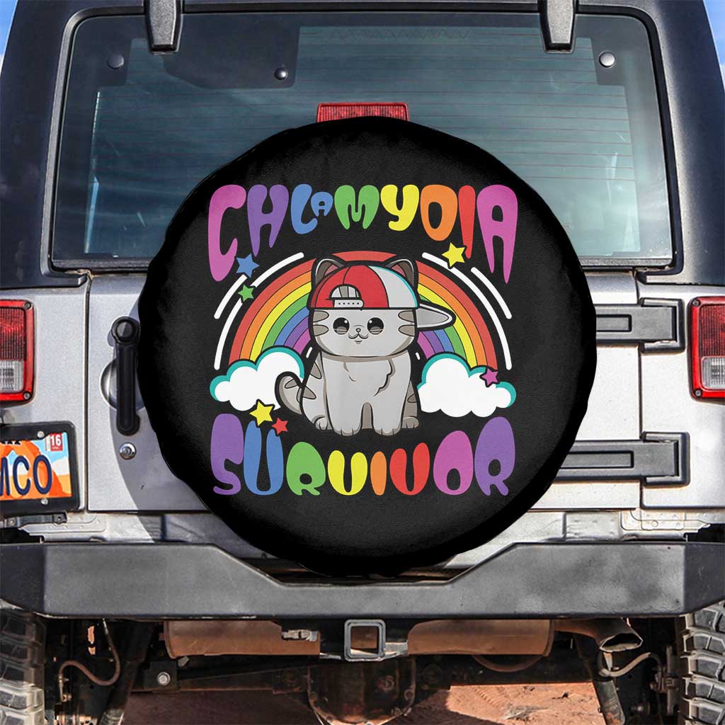 Chlamydia Survivor Cat Meme Spare Tire Cover Funny Y2K Inappropriate Humor