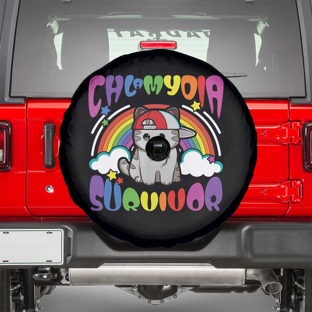 Chlamydia Survivor Cat Meme Spare Tire Cover Funny Y2K Inappropriate Humor