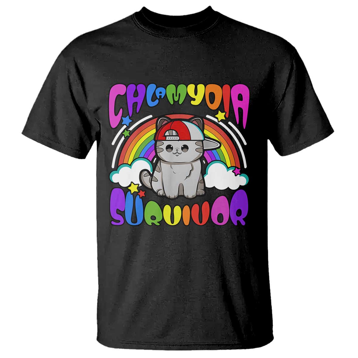 Chlamydia Survivor Cat Meme T Shirt Funny Y2K Inappropriate Humor - Wonder Print Shop