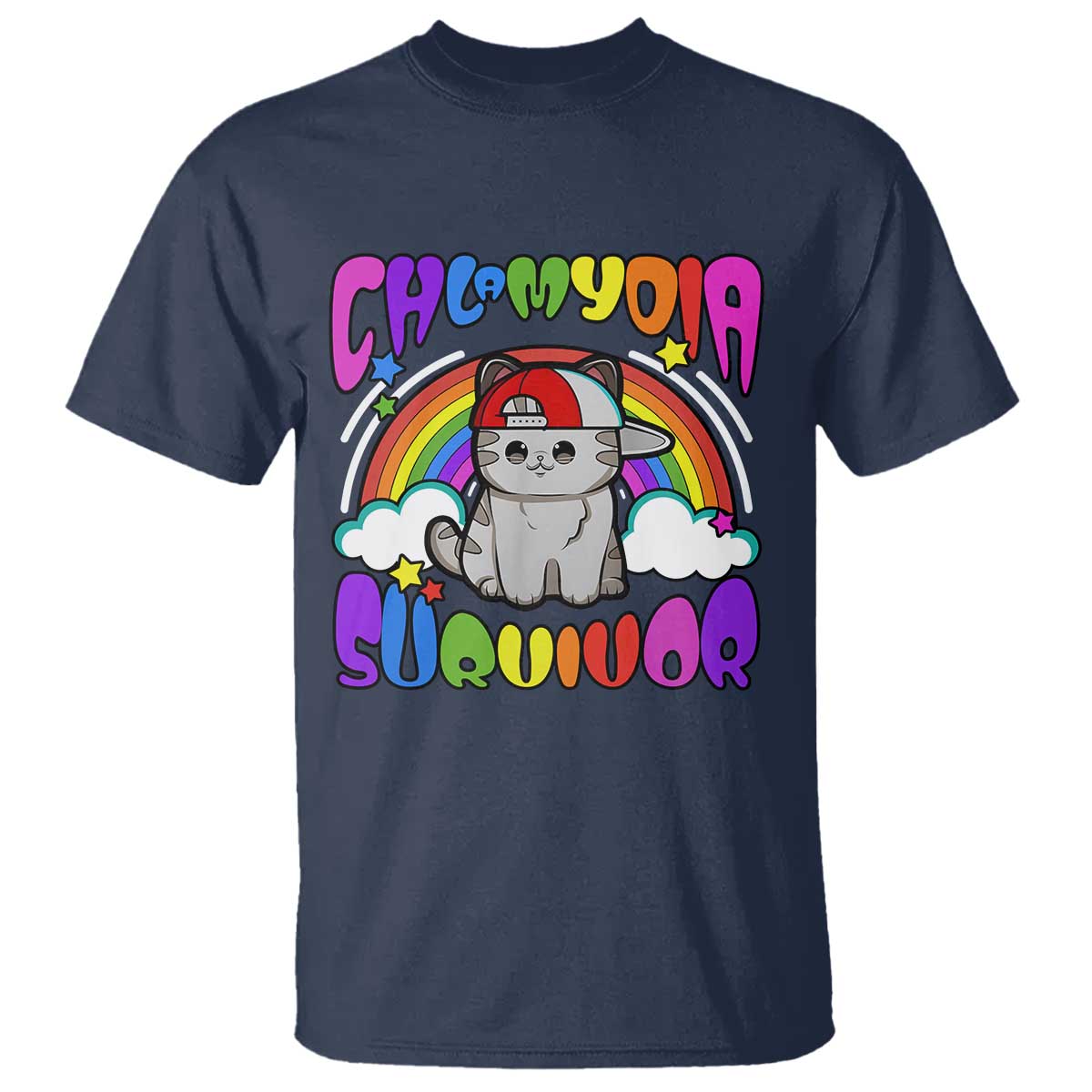 Chlamydia Survivor Cat Meme T Shirt Funny Y2K Inappropriate Humor - Wonder Print Shop