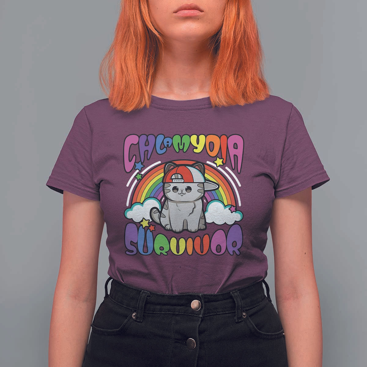 Chlamydia Survivor Cat Meme T Shirt For Women Funny Y2K Inappropriate Humor - Wonder Print Shop