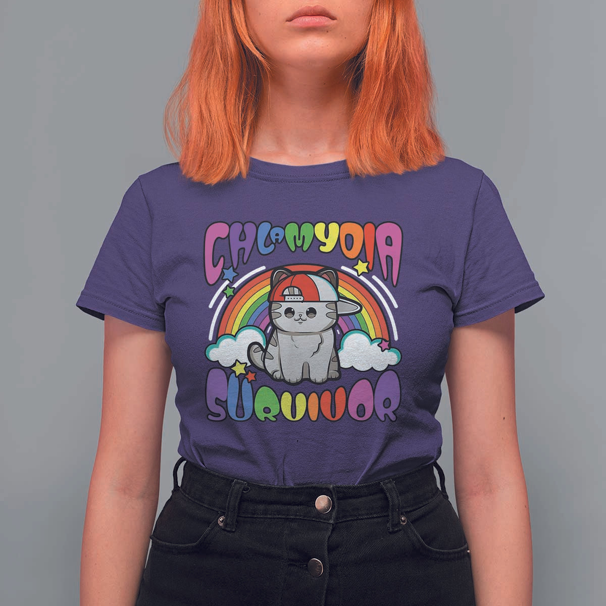 Chlamydia Survivor Cat Meme T Shirt For Women Funny Y2K Inappropriate Humor - Wonder Print Shop