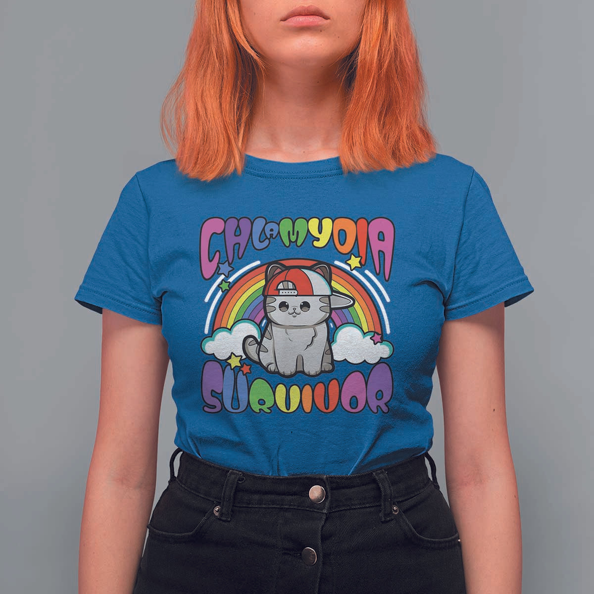 Chlamydia Survivor Cat Meme T Shirt For Women Funny Y2K Inappropriate Humor - Wonder Print Shop