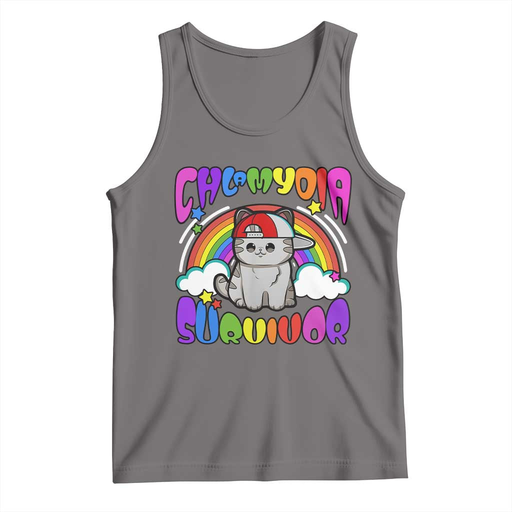 Chlamydia Survivor Cat Meme Tank Top Funny Y2K Inappropriate Humor