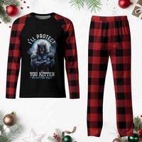 Funny Alpha Wolf Meme Plaid Pajama Set I'll Protect You Kitten No Matter What Literally Me Male Werewolf - Wonder Print Shop