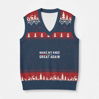 Funny Broken Knee Surgery V-Neck Knit Sweater Vest Make My Knee Great Again Recovery - Wonder Print Shop