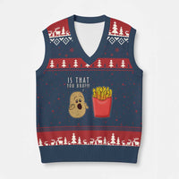 Funny French Fries V-Neck Knit Sweater Vest Potato Is That You Bro Meme Fast Food Fry Lover - Wonder Print Shop