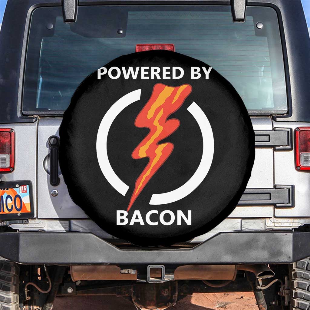 Funny Bacon Lover Spare Tire Cover Powered By Bacon Cured Pork Master