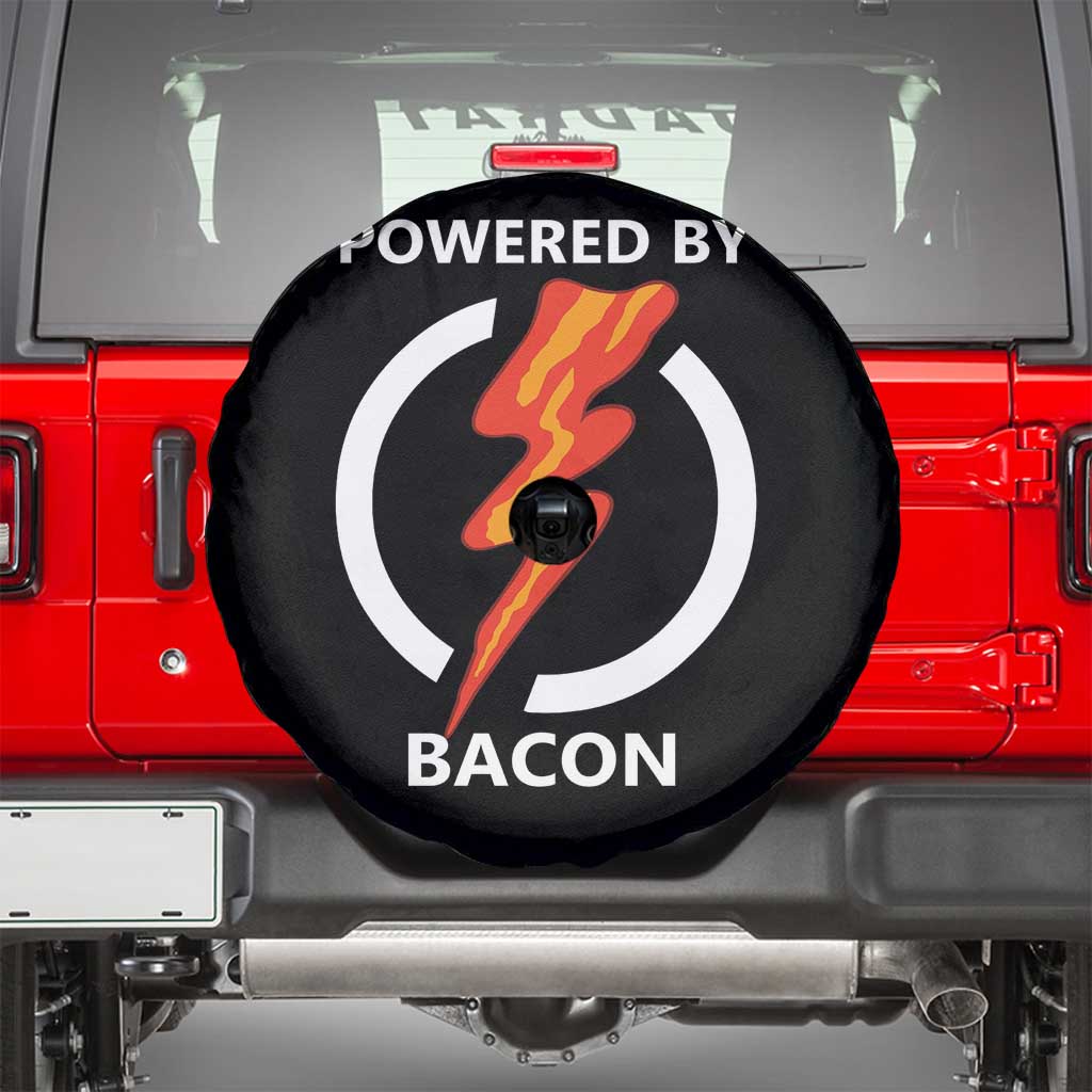 Funny Bacon Lover Spare Tire Cover Powered By Bacon Cured Pork Master