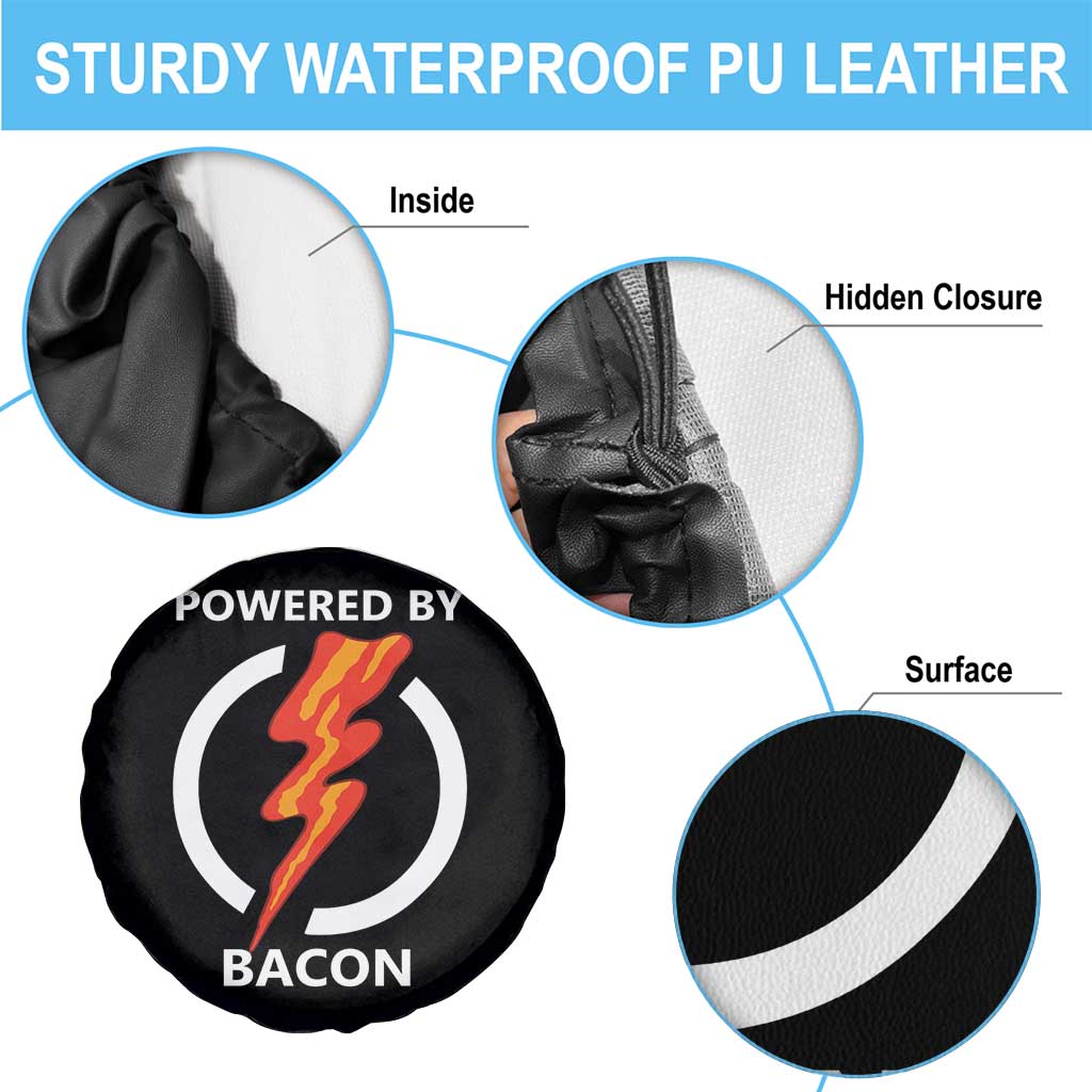 Funny Bacon Lover Spare Tire Cover Powered By Bacon Cured Pork Master