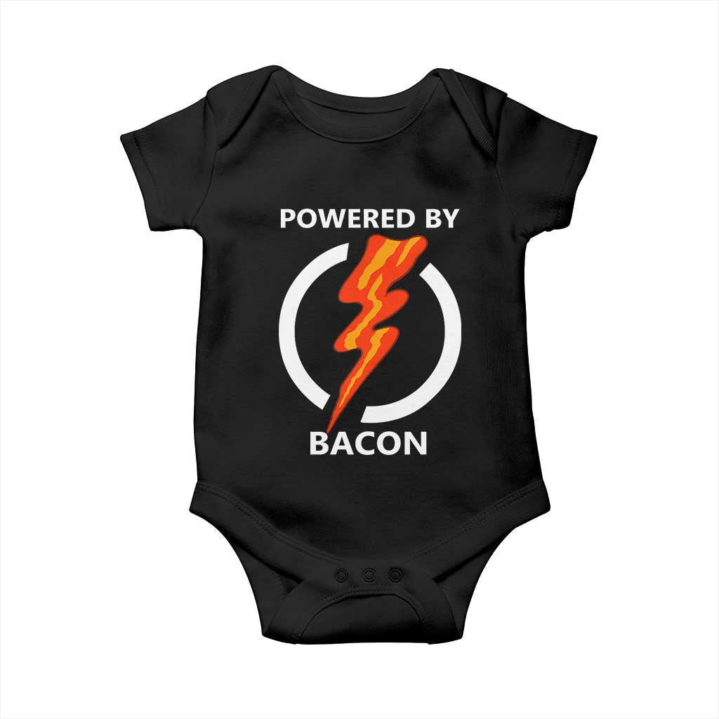 Funny Bacon Lover Baby Onesie Powered By Bacon Cured Pork Master