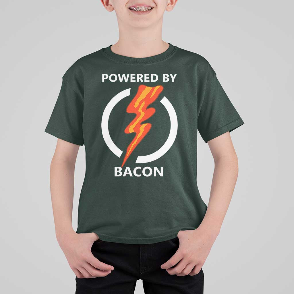 Funny Bacon Lover T Shirt For Kid Powered By Bacon Cured Pork Master