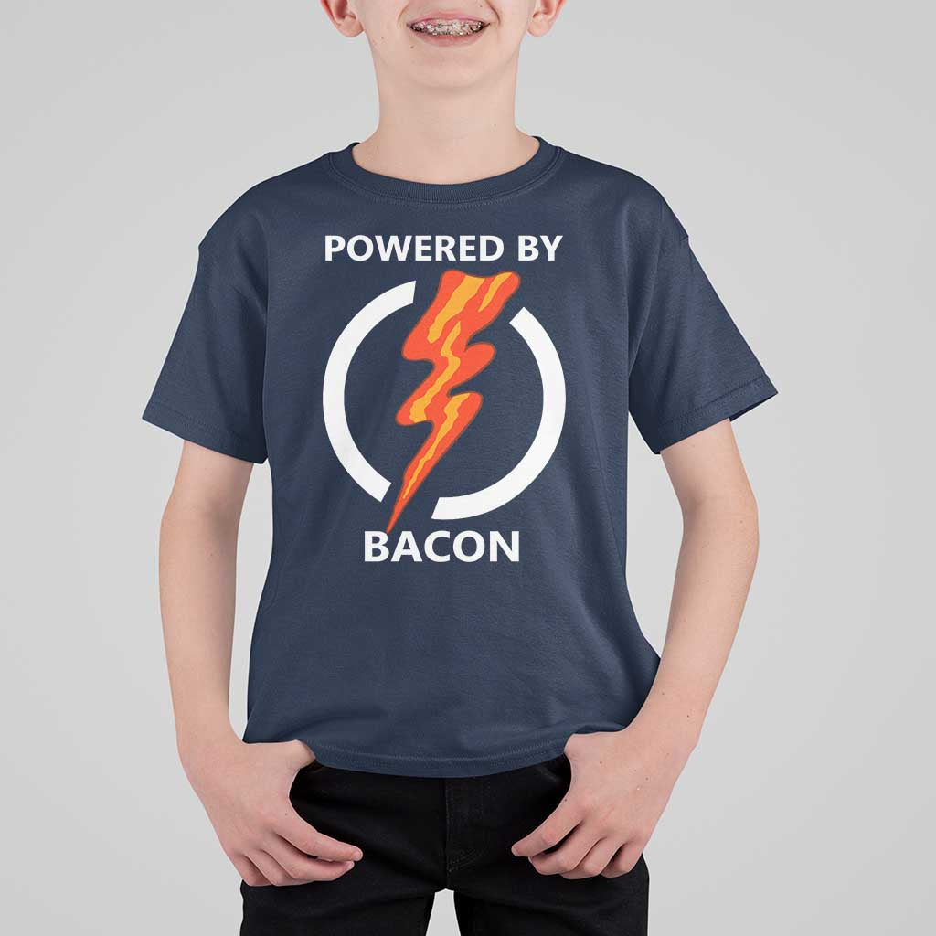 Funny Bacon Lover T Shirt For Kid Powered By Bacon Cured Pork Master