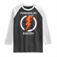 Funny Bacon Lover Raglan Shirt Powered By Bacon Cured Pork Master