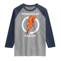 Funny Bacon Lover Raglan Shirt Powered By Bacon Cured Pork Master