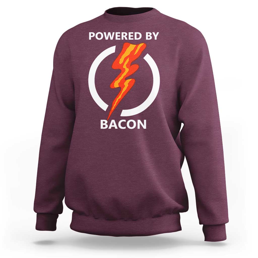Funny Bacon Lover Sweatshirt Powered By Bacon Cured Pork Master