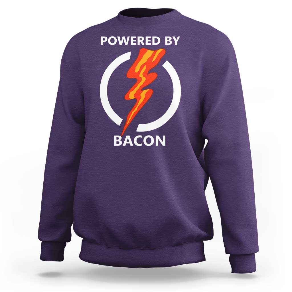 Funny Bacon Lover Sweatshirt Powered By Bacon Cured Pork Master
