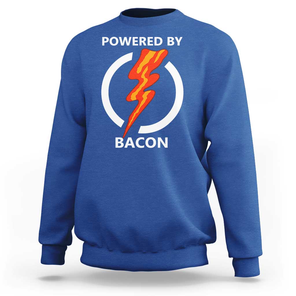 Funny Bacon Lover Sweatshirt Powered By Bacon Cured Pork Master
