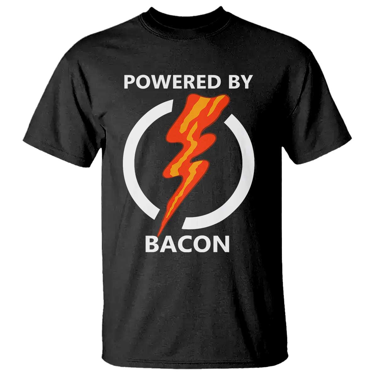 Funny Bacon Lover T Shirt Powered By Bacon Cured Pork Master