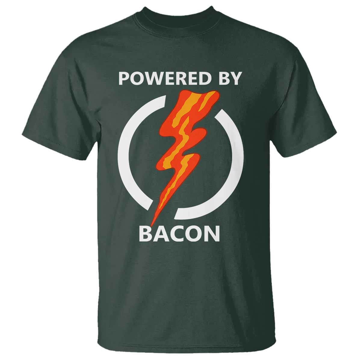 Funny Bacon Lover T Shirt Powered By Bacon Cured Pork Master