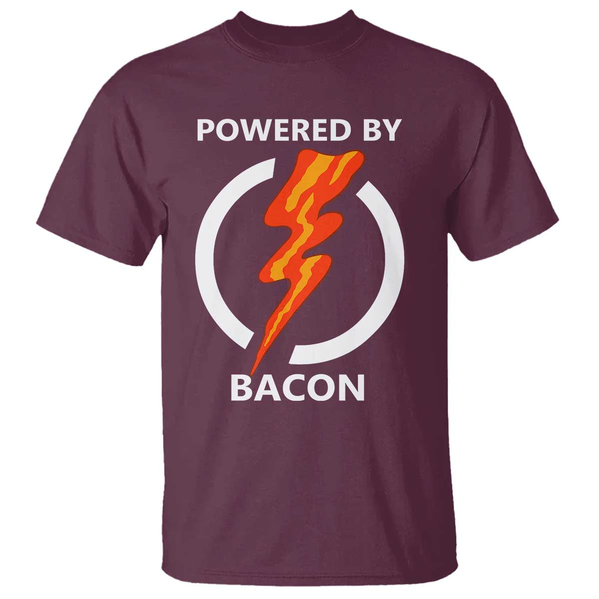 Funny Bacon Lover T Shirt Powered By Bacon Cured Pork Master