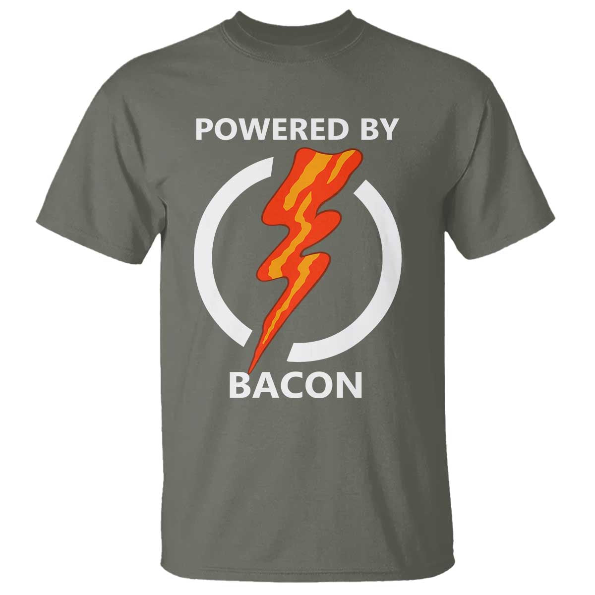 Funny Bacon Lover T Shirt Powered By Bacon Cured Pork Master