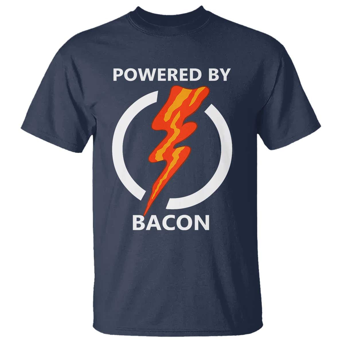 Funny Bacon Lover T Shirt Powered By Bacon Cured Pork Master