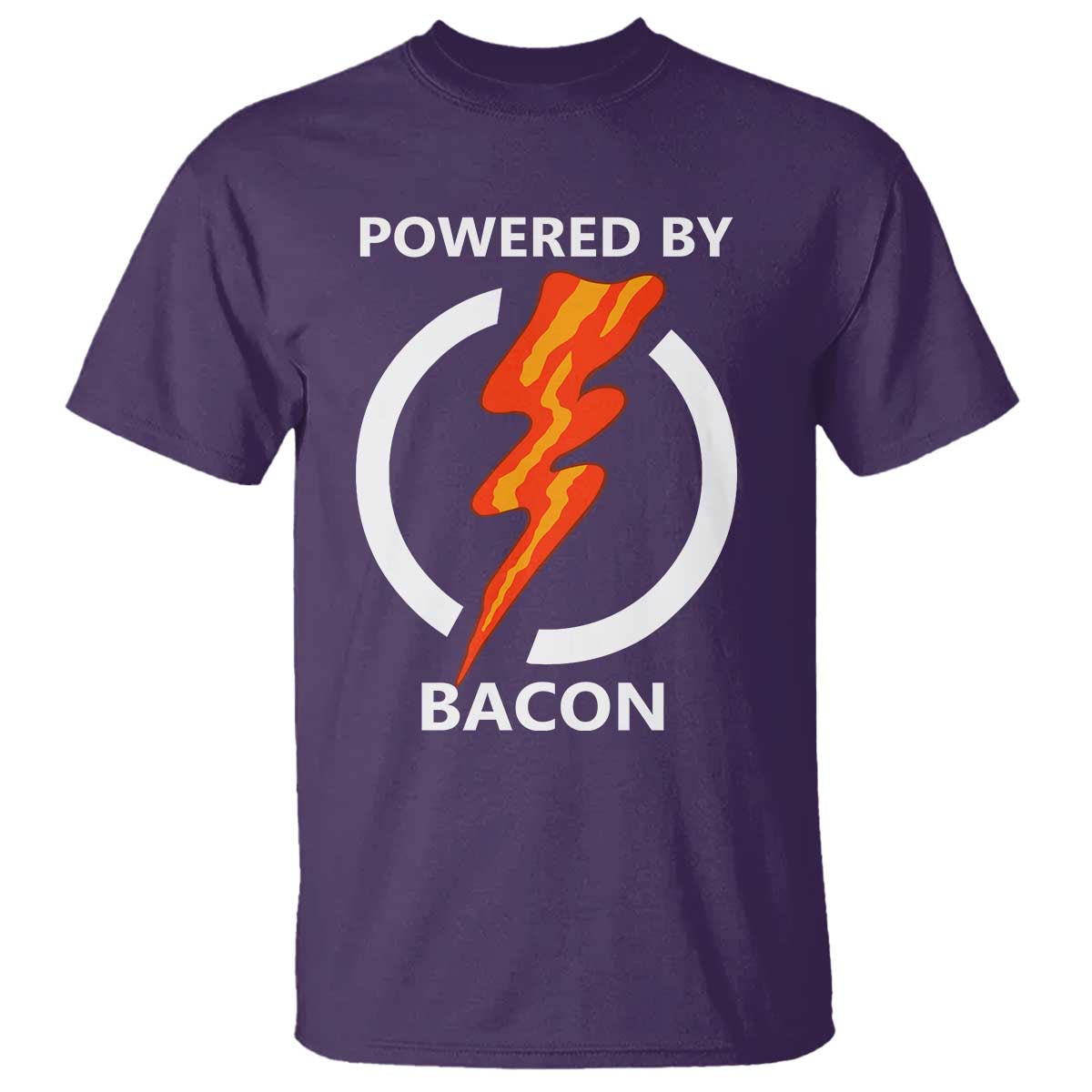 Funny Bacon Lover T Shirt Powered By Bacon Cured Pork Master