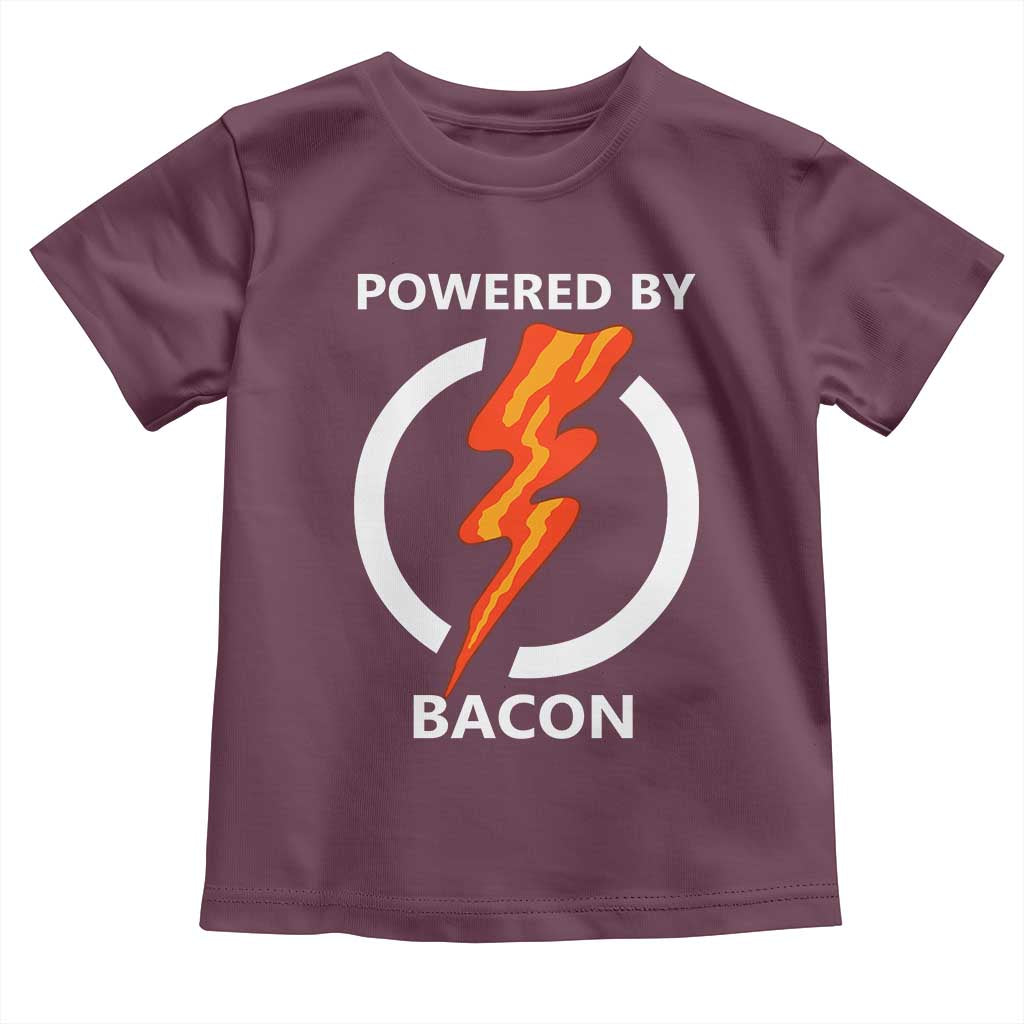 Funny Bacon Lover Toddler T Shirt Powered By Bacon Cured Pork Master