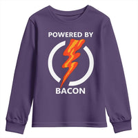Funny Bacon Lover Youth Sweatshirt Powered By Bacon Cured Pork Master
