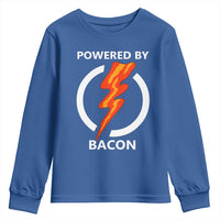 Funny Bacon Lover Youth Sweatshirt Powered By Bacon Cured Pork Master