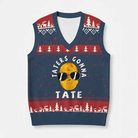 Funny Tater Tot V-Neck Knit Sweater Vest Taters Gonna Tate Tots Meme Potato Made Foodie Lover - Wonder Print Shop