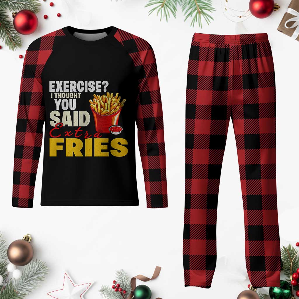 Funny French Fries Plaid Pajama Set I Thought You Said Extra Fries Fast Food Fry Lover - Wonder Print Shop