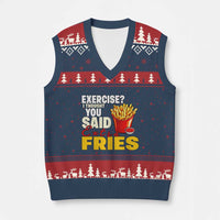 Funny French Fries V-Neck Knit Sweater Vest I Thought You Said Extra Fries Fast Food Fry Lover - Wonder Print Shop