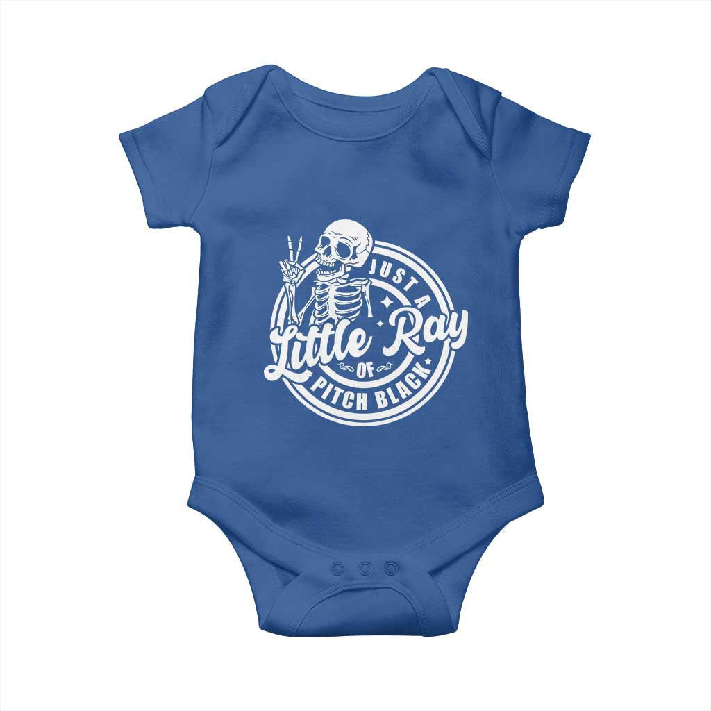 Funny Saying Skeleton Baby Onesie I'm Just A Little Ray Of Pitch Black Sarcastic