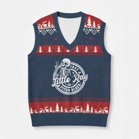 Funny Saying Skeleton V-Neck Knit Sweater Vest I'm Just A Little Ray Of Pitch Black Sarcastic - Wonder Print Shop