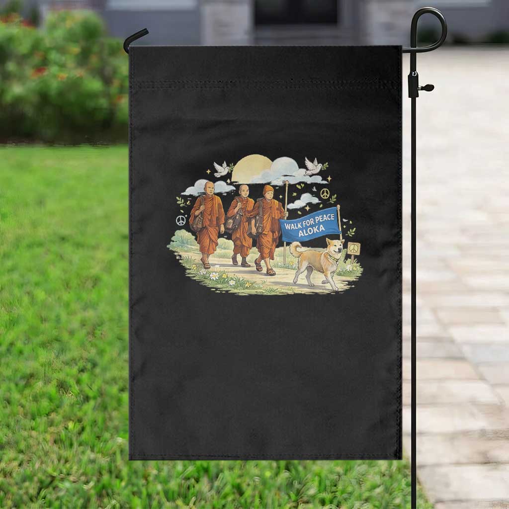 Walk for Peace Monks with Aloka the Dog Garden Flag Spiritual Pilgrimage Buddhist Inspired - Wonder Print Shop