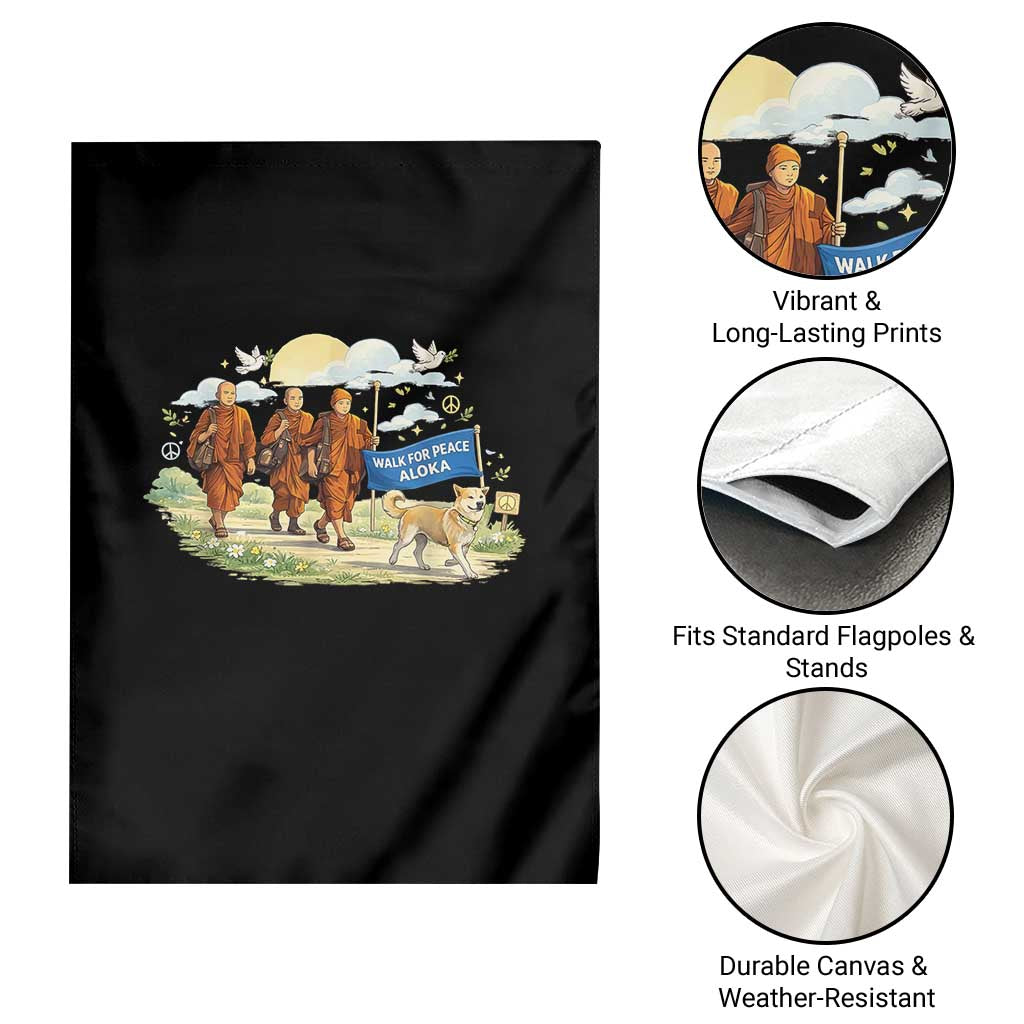 Walk for Peace Monks with Aloka the Dog Garden Flag Spiritual Pilgrimage Buddhist Inspired - Wonder Print Shop