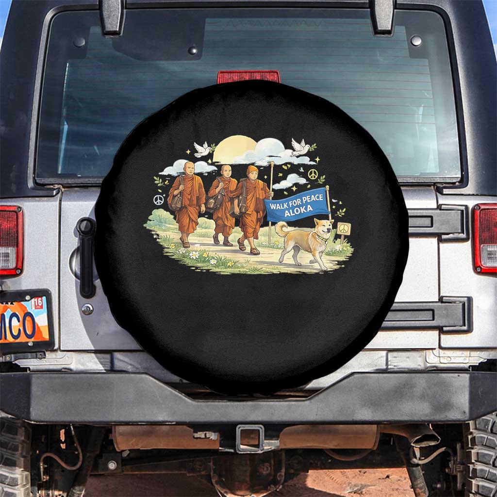 Walk for Peace Monks with Aloka the Dog Spare Tire Cover Spiritual Pilgrimage Buddhist Inspired - Wonder Print Shop
