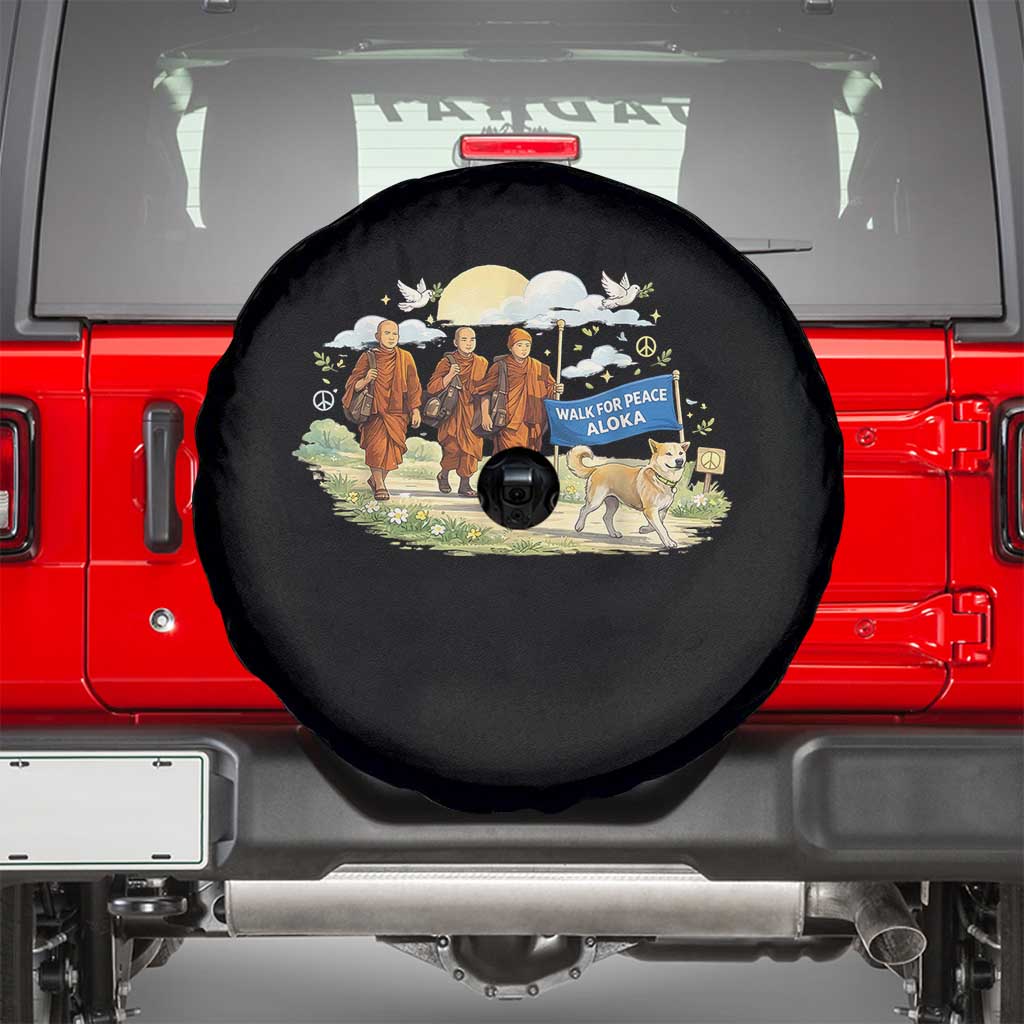 Walk for Peace Monks with Aloka the Dog Spare Tire Cover Spiritual Pilgrimage Buddhist Inspired - Wonder Print Shop