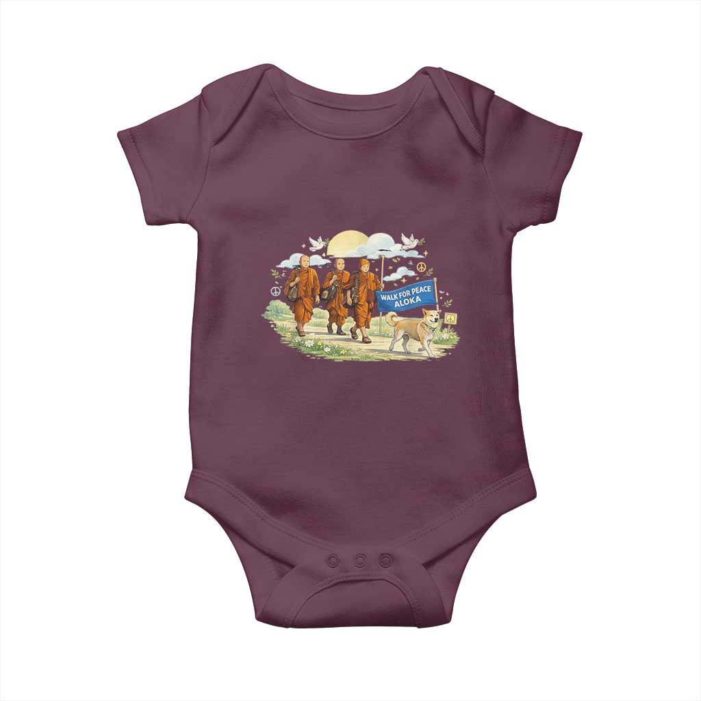 Walk for Peace Monks with Aloka the Dog Baby Onesie Spiritual Pilgrimage Buddhist Inspired - Wonder Print Shop
