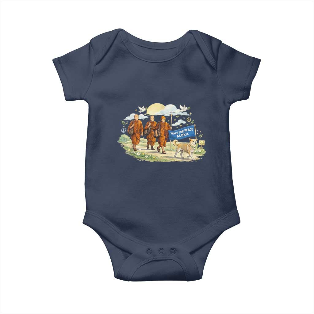Walk for Peace Monks with Aloka the Dog Baby Onesie Spiritual Pilgrimage Buddhist Inspired - Wonder Print Shop