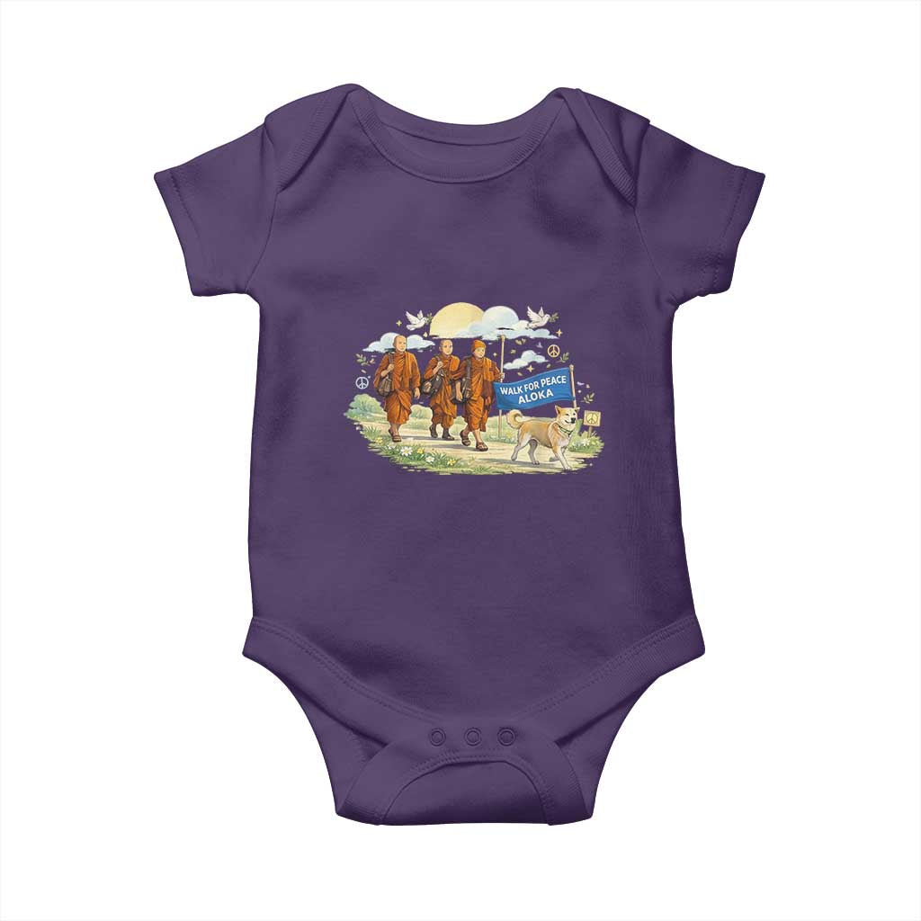 Walk for Peace Monks with Aloka the Dog Baby Onesie Spiritual Pilgrimage Buddhist Inspired - Wonder Print Shop