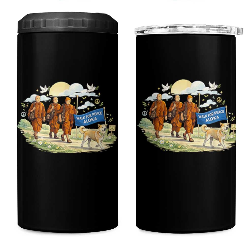 Walk for Peace Monks with Aloka the Dog 4 in 1 Can Cooler Tumbler Spiritual Pilgrimage Buddhist Inspired - Wonder Print Shop