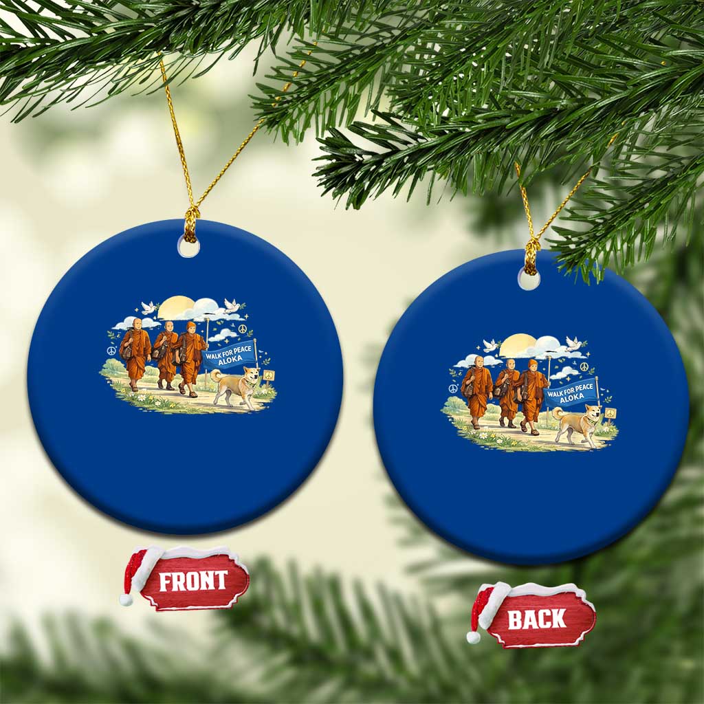 Walk for Peace Monks with Aloka the Dog Ceramic Ornament Spiritual Pilgrimage Buddhist Inspired - Wonder Print Shop