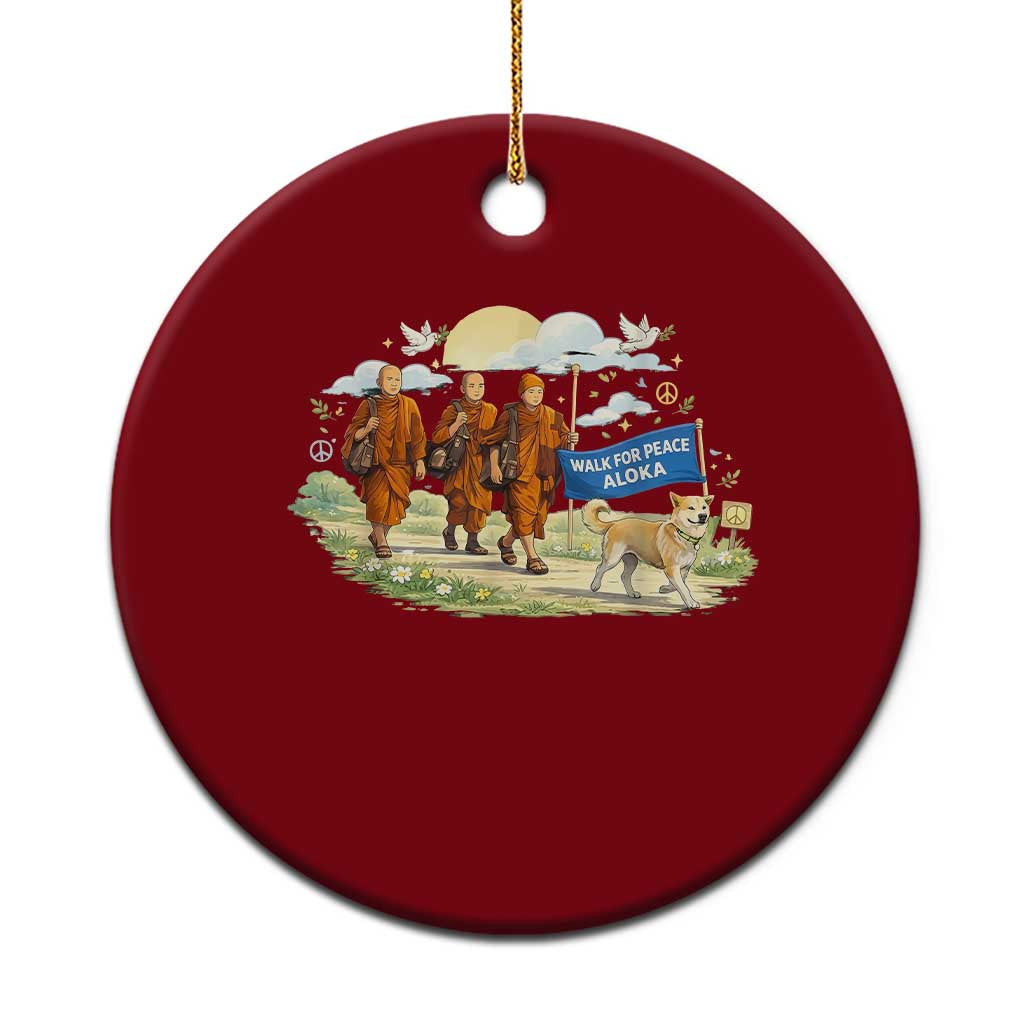 Walk for Peace Monks with Aloka the Dog Ceramic Ornament Spiritual Pilgrimage Buddhist Inspired - Wonder Print Shop