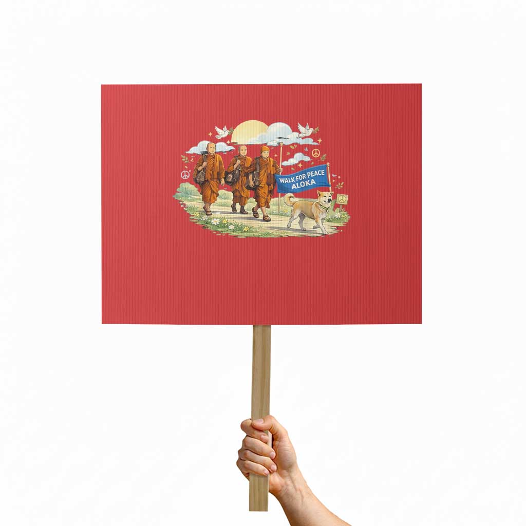 Walk for Peace Monks with Aloka the Dog Protest Sign Spiritual Pilgrimage Buddhist Inspired
