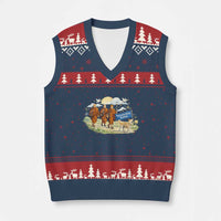 Walk for Peace Monks with Aloka the Dog V-Neck Knit Sweater Vest Spiritual Pilgrimage Buddhist Inspired - Wonder Print Shop