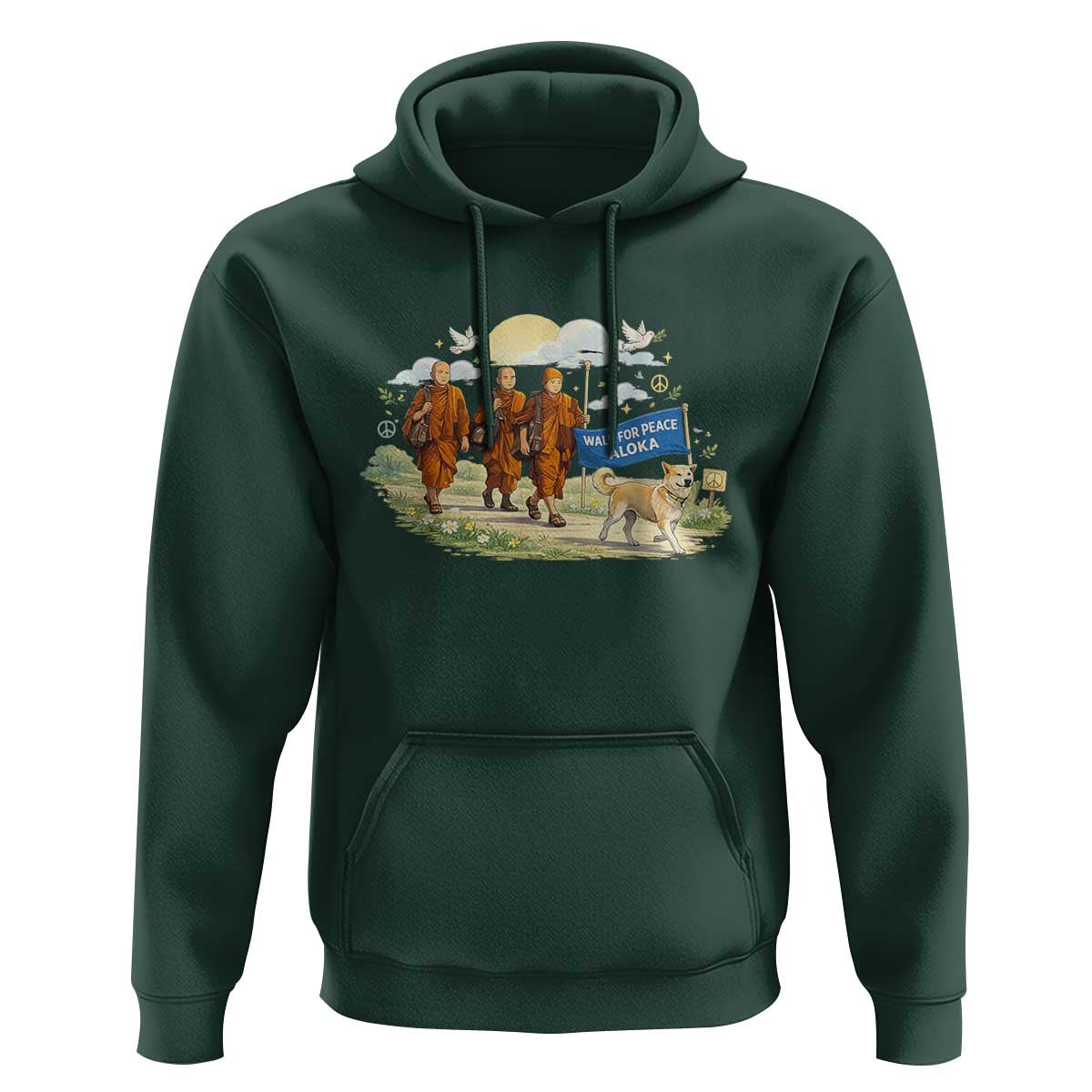 Walk for Peace Monks with Aloka the Dog Hoodie Spiritual Pilgrimage Buddhist Inspired - Wonder Print Shop